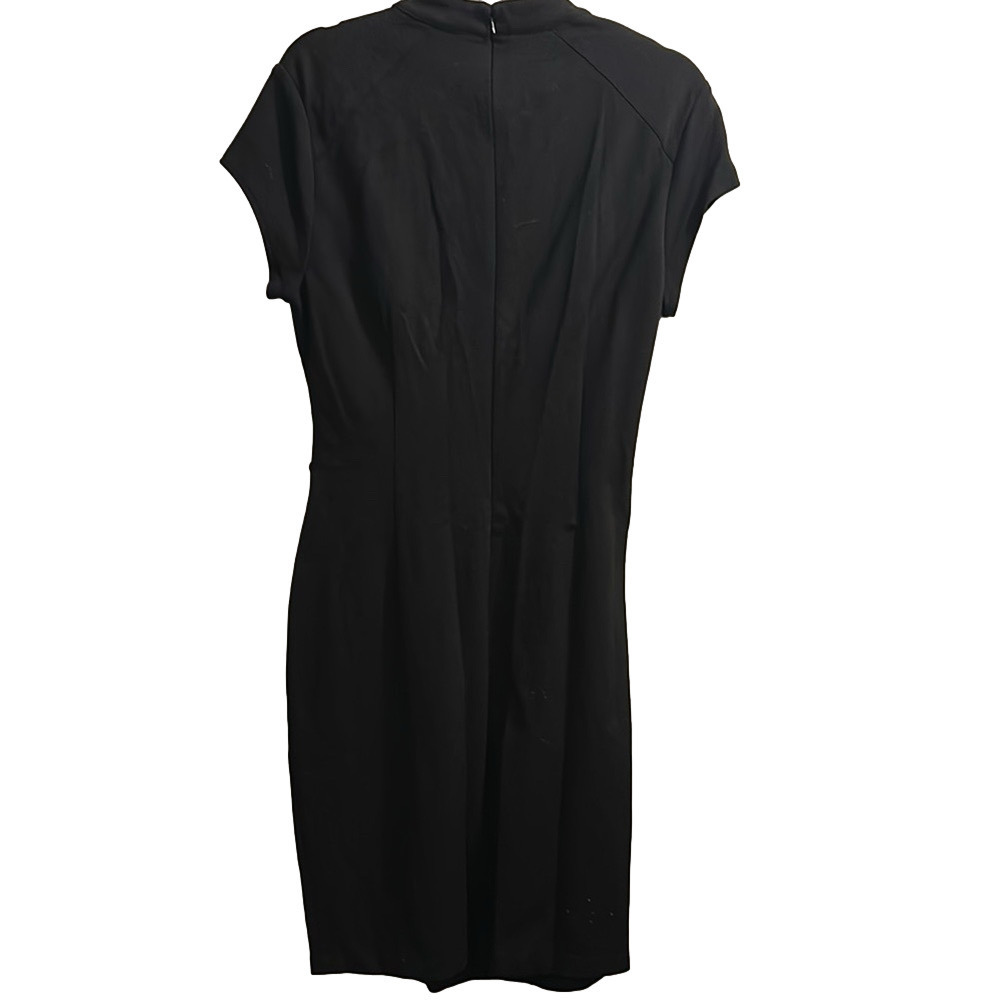 Cache Black Sheath Midi Dress V-Neck Cap Sleeve Cocktail - Picture 10 of 10